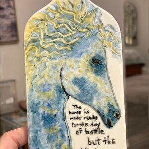 Hand Painted Porcelain Horse Piece